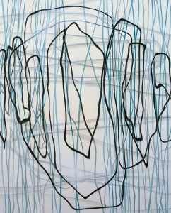 Black Lines in White  <br> Oil on canvas  <br> 72 x 58 inches