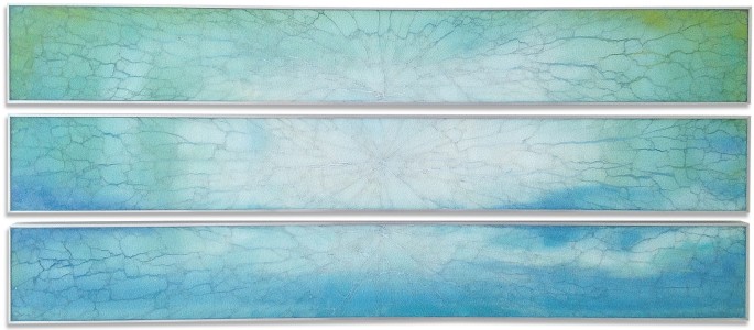Ceto 3 Stripes<br>Mixed media on glass<br>29 x 86 inches