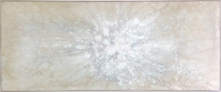 Kapnos Nebula III  <br> Mixed media on glass  <br> 30 x 70 inches