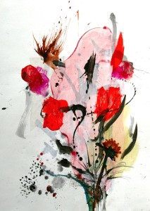 My Wild Garden #12 <br> Mixed media on paper<br> 30 x 22 inches