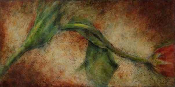 Odalisque <br> Mixed media on panel <br> 30 x 61 inches
