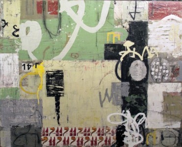 Tags 0214 <br> Mixed media on panel <br> 48 x 60 inches
