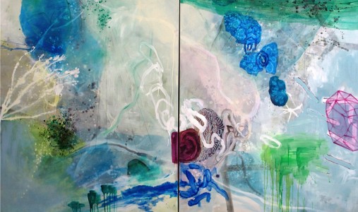 The Sea Within <br> Mixed media on canvas <br> 72 x 120 inches