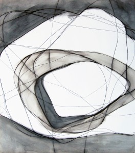 Black and White Lines #2, Series 08  <br> Mixed media on paper <br> 67 x 59 inches