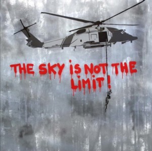 The Sky is Not The Limit<br>Stencil and Acryllic on Canvas<br> 48 x 48 inches