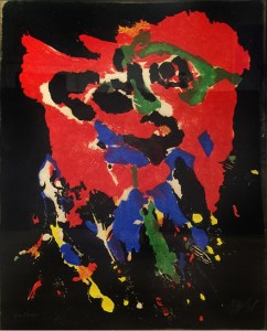 Flying Devil<br>
Color Etching on paper pulp<br>
35” x 28 ¼”